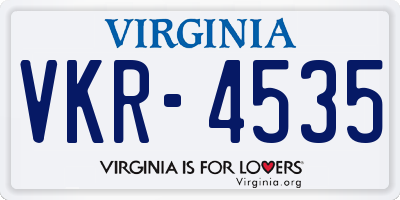 VA license plate VKR4535