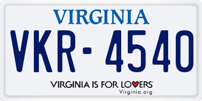 VA license plate VKR4540