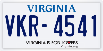 VA license plate VKR4541