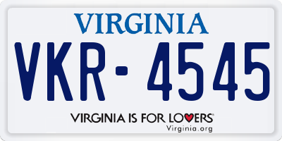 VA license plate VKR4545