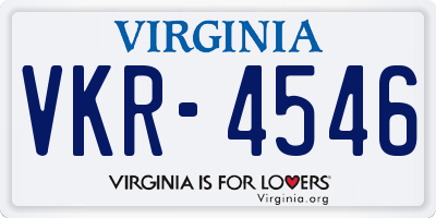 VA license plate VKR4546