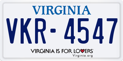 VA license plate VKR4547