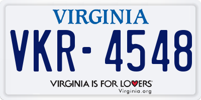 VA license plate VKR4548