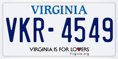 VA license plate VKR4549