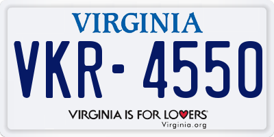 VA license plate VKR4550