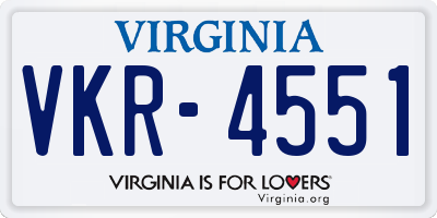VA license plate VKR4551