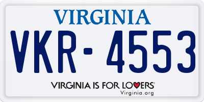 VA license plate VKR4553