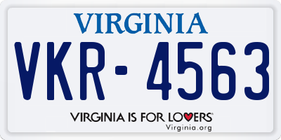 VA license plate VKR4563