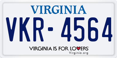 VA license plate VKR4564