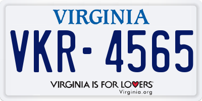 VA license plate VKR4565