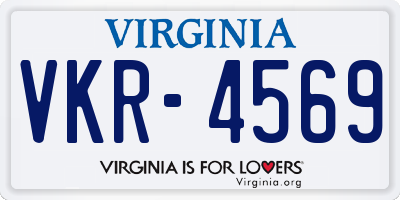 VA license plate VKR4569