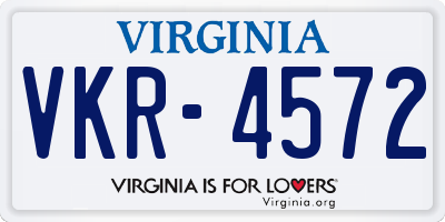 VA license plate VKR4572