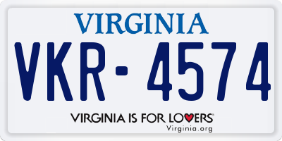 VA license plate VKR4574