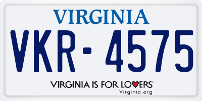 VA license plate VKR4575