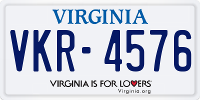 VA license plate VKR4576
