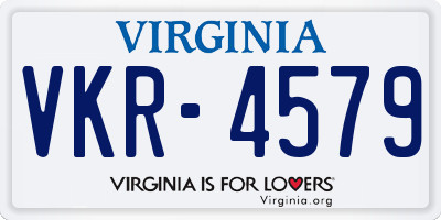 VA license plate VKR4579