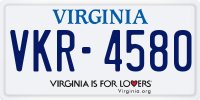 VA license plate VKR4580
