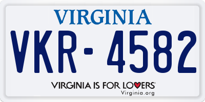 VA license plate VKR4582