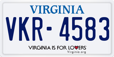 VA license plate VKR4583