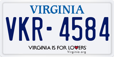 VA license plate VKR4584