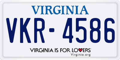 VA license plate VKR4586