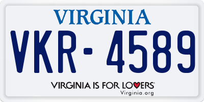 VA license plate VKR4589