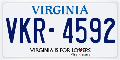 VA license plate VKR4592