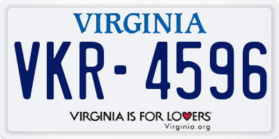 VA license plate VKR4596