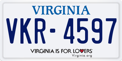 VA license plate VKR4597