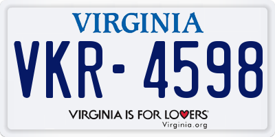 VA license plate VKR4598