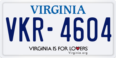 VA license plate VKR4604