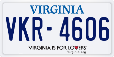 VA license plate VKR4606