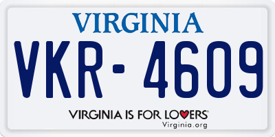 VA license plate VKR4609