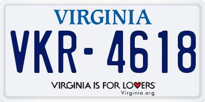 VA license plate VKR4618