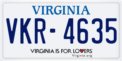 VA license plate VKR4635
