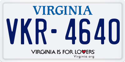 VA license plate VKR4640