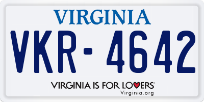 VA license plate VKR4642