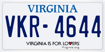 VA license plate VKR4644