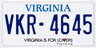 VA license plate VKR4645