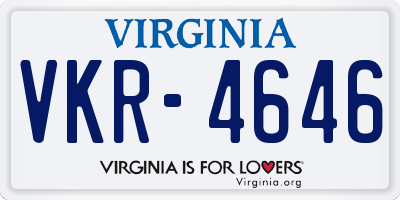 VA license plate VKR4646