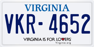VA license plate VKR4652