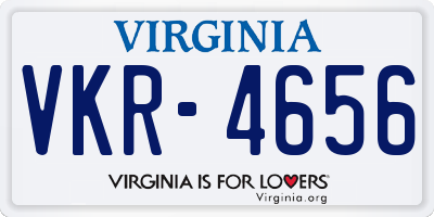 VA license plate VKR4656
