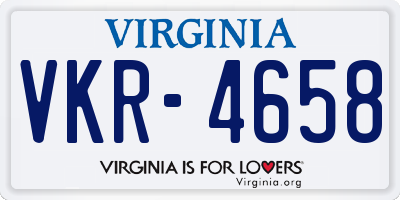 VA license plate VKR4658