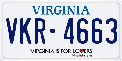 VA license plate VKR4663