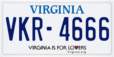 VA license plate VKR4666
