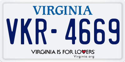 VA license plate VKR4669