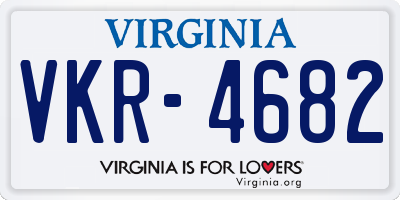 VA license plate VKR4682