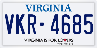 VA license plate VKR4685