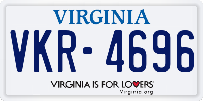 VA license plate VKR4696