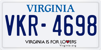 VA license plate VKR4698